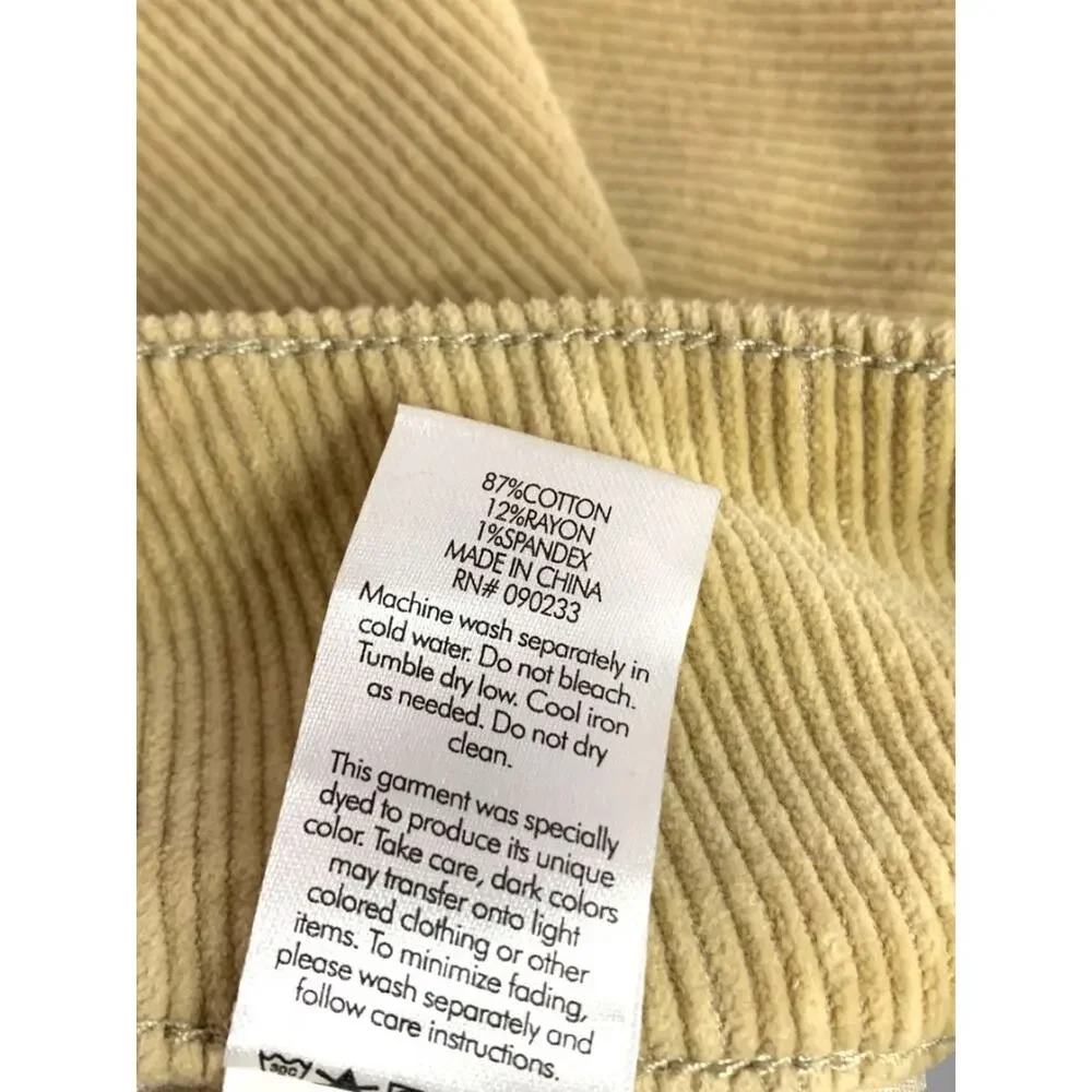 Size 25 PacSun Womens Tan Corduroy Low Rise Boot Cut Pants Stretch